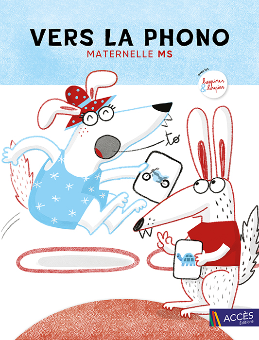 Couverture du guide de l'enseignant Vers la phono MS illustré par Delphine la loupine et Robin le loupin.